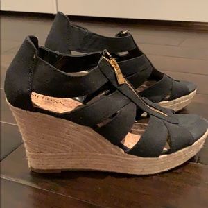 Black Marina Wedge sandals. Size 10. Worn one.